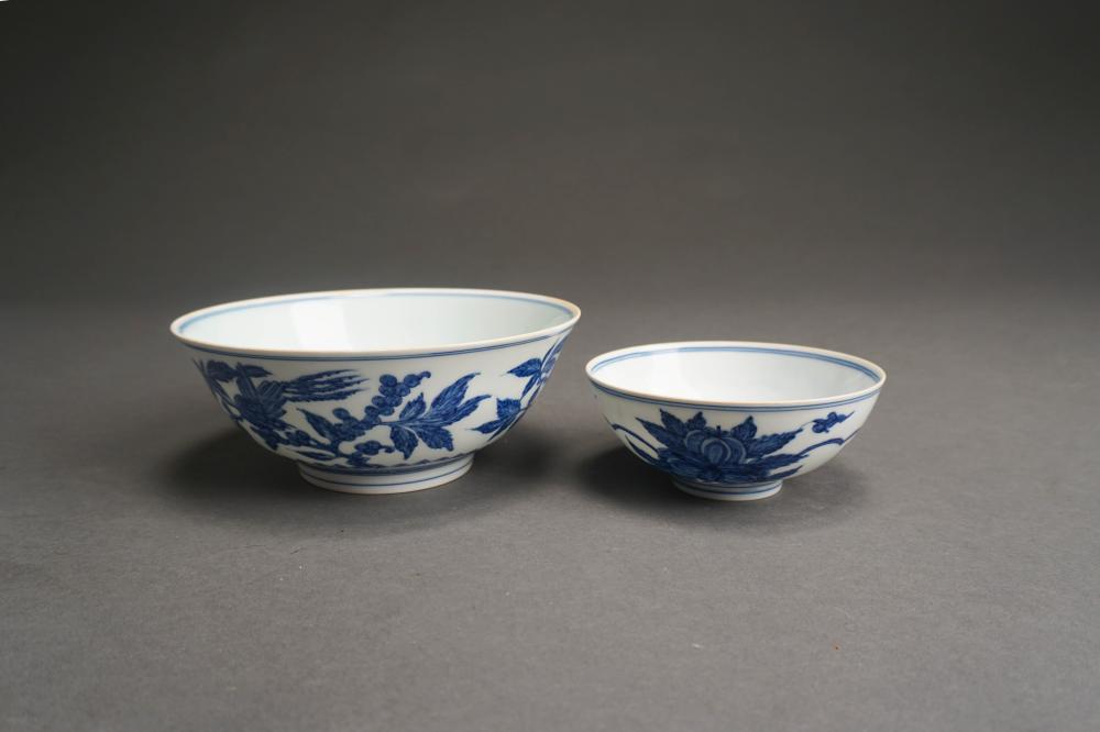 TWO CHINESE BLUE AND WHITE EGGSHELL