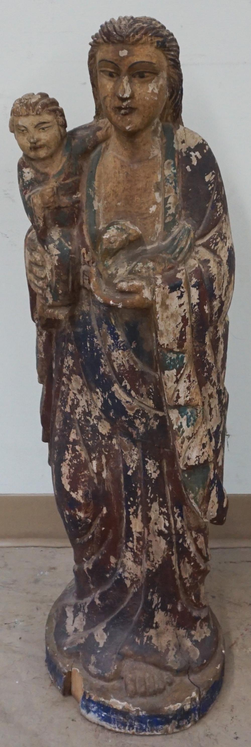 CHINESE PAINTED WOOD FIGURE OF 331632