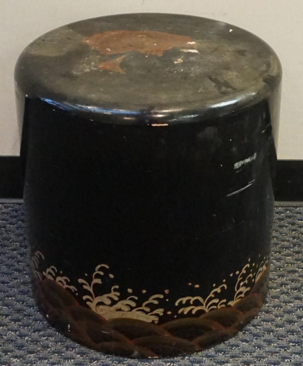 CHINESE POLYCHROME DECORATED BLACK