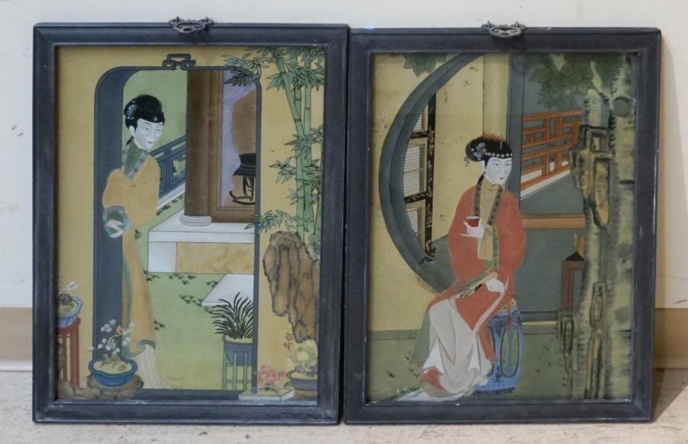 TWO CHINESE REVERSE PAINTED GLASS