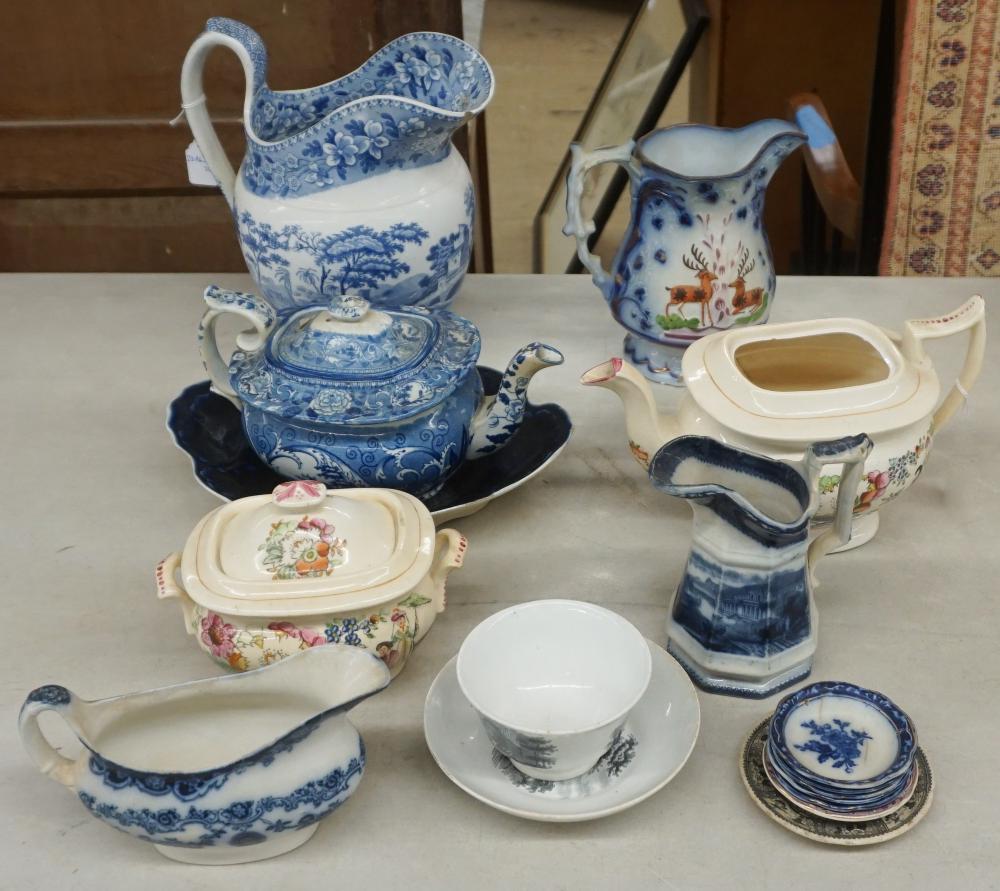GROUP OF STAFFORDSHIRE BLUE PRINTED