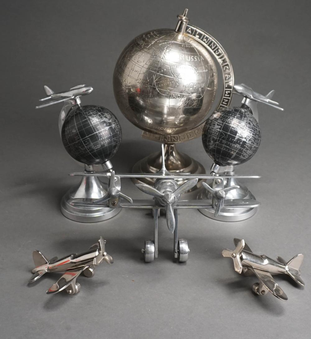 COLLECTION OF METAL GLOBES AND