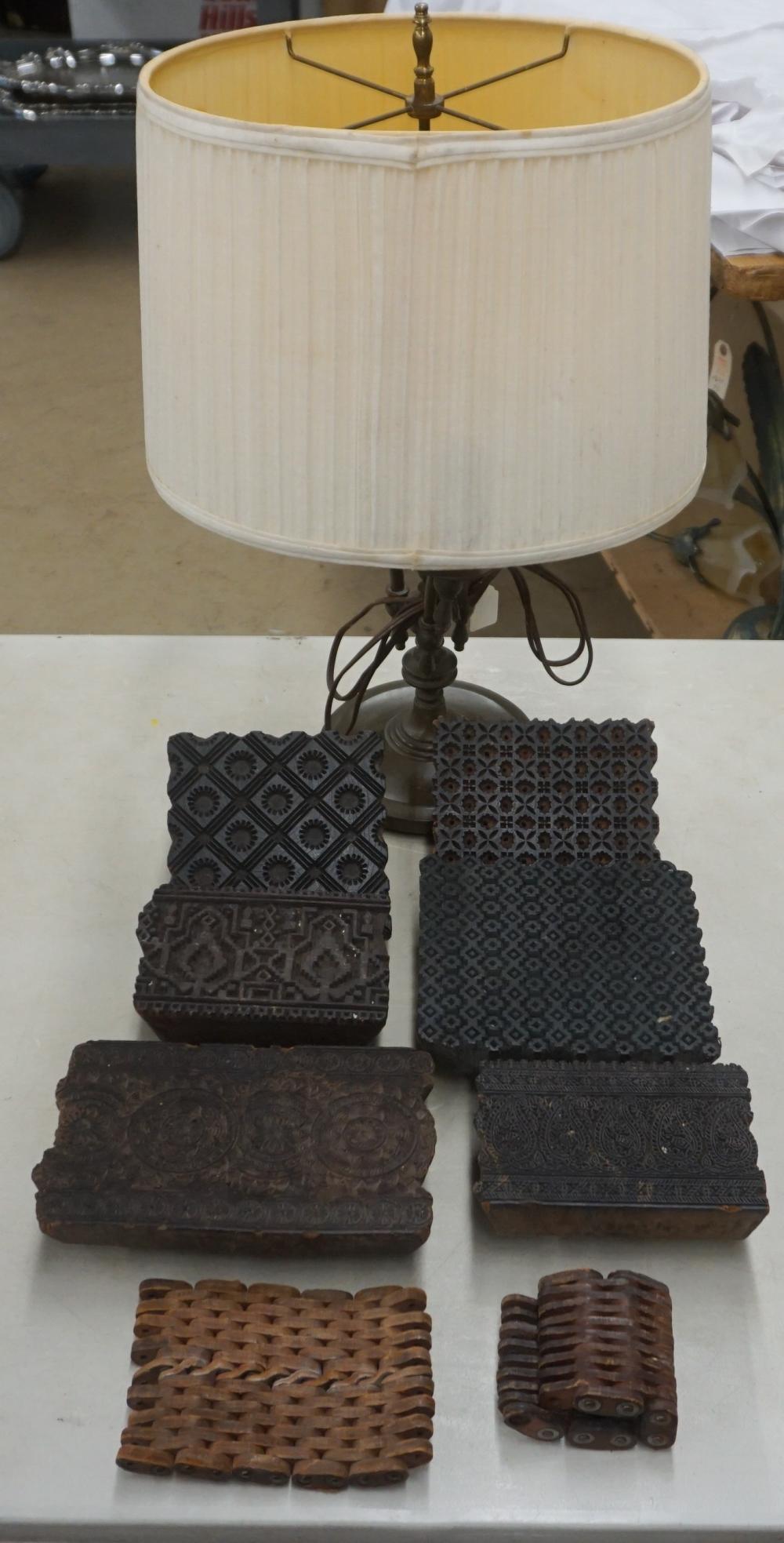 GROUP OF WOOD PRINTING BLOCKS AND