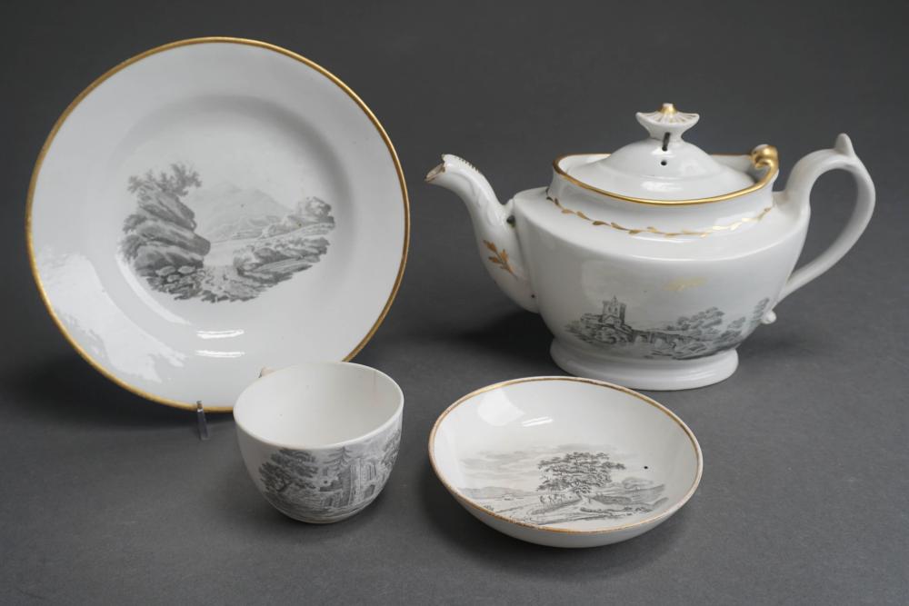 TRANSFER DECORATED IRONSTONE WARE FOUR-PIECE