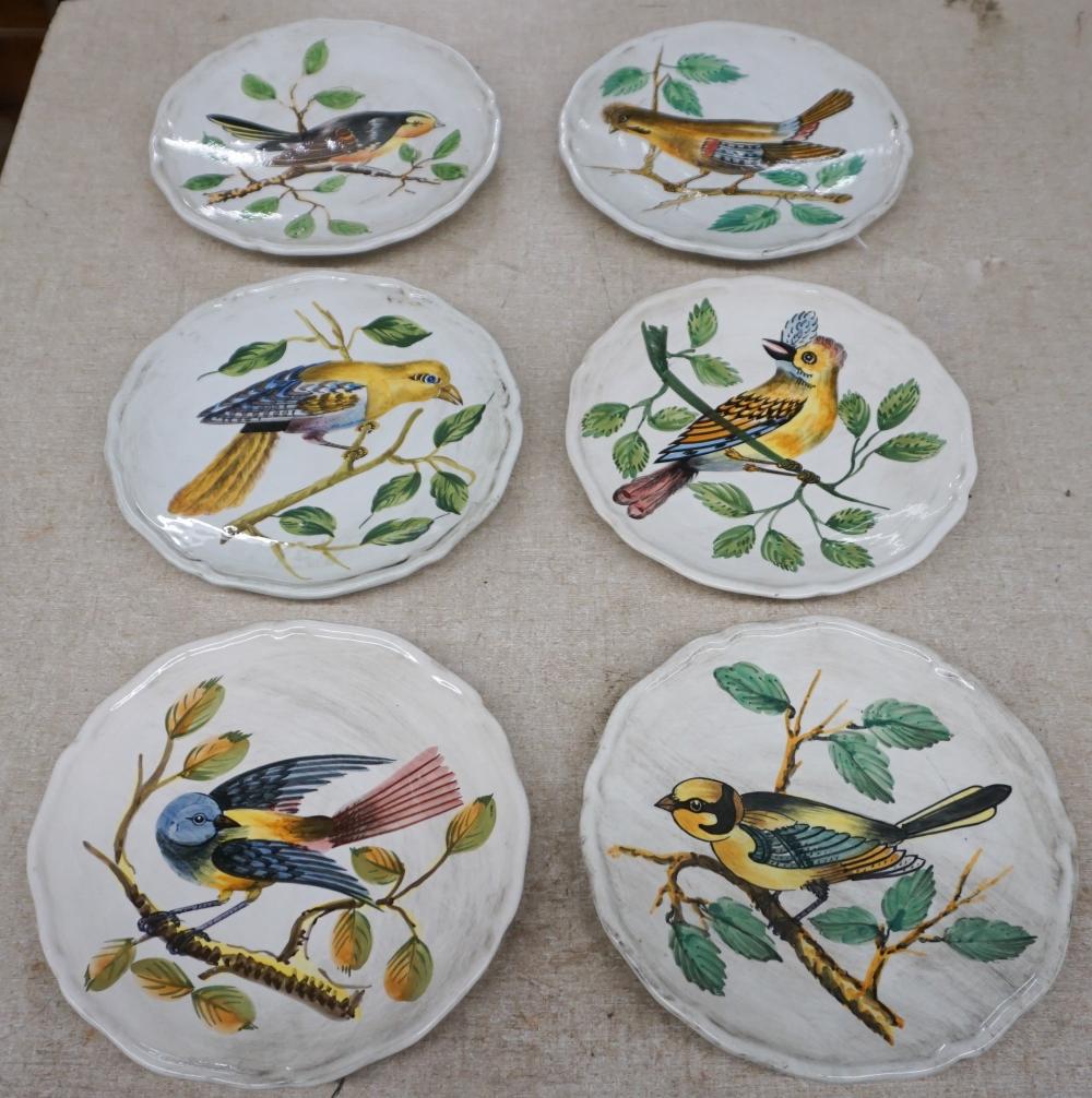 SIX HAND PAINTED ITALIAN BIRD PLATES  331707