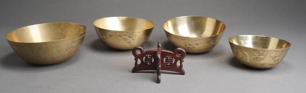 NEST OF FOUR CHINESE BRASS BOWLS 331785