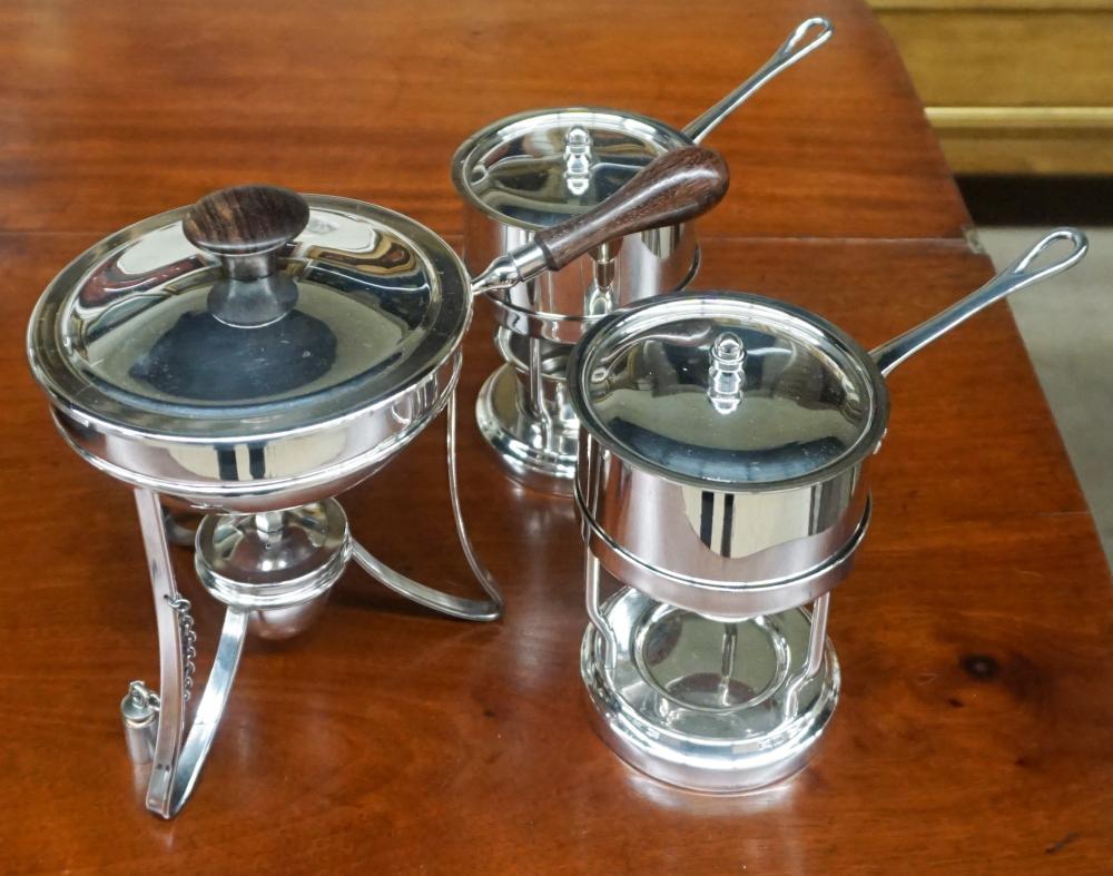 SET OF THREE MODERN SILVERPLATE POTS