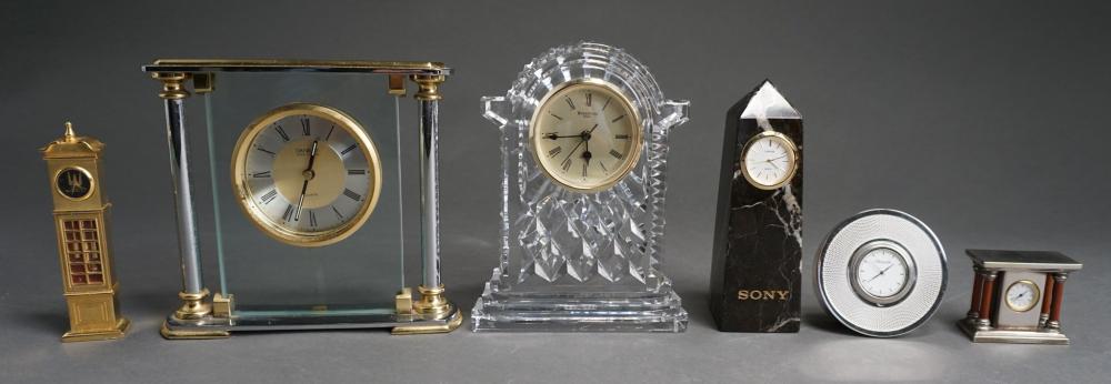 COLLECTION OF SIX DESK CLOCKS,