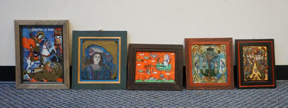 FIVE ROMANIAN ICONS AND FOLK ART