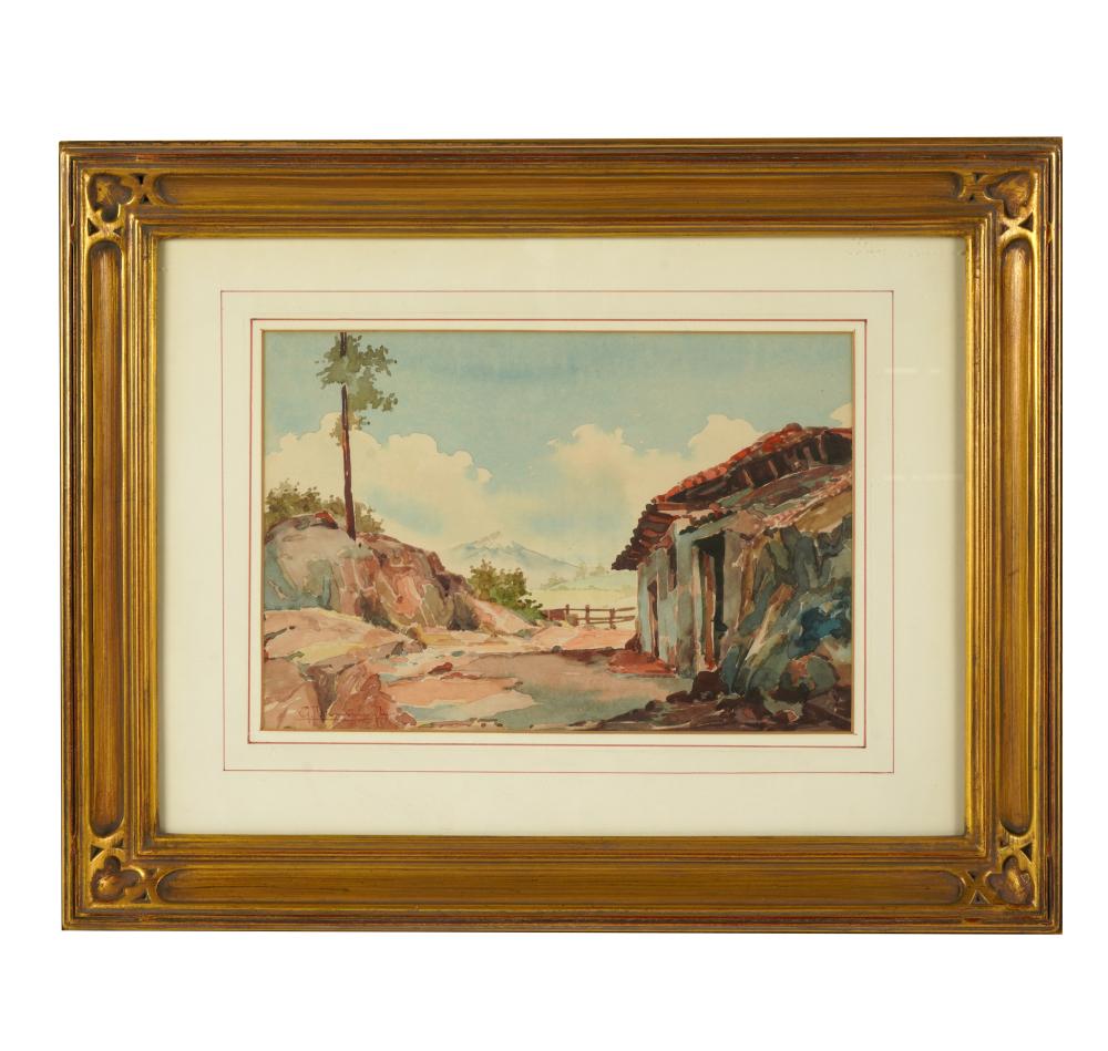 20TH CENTURY ADOBE IN LANDSCAPEwatercolor 331801