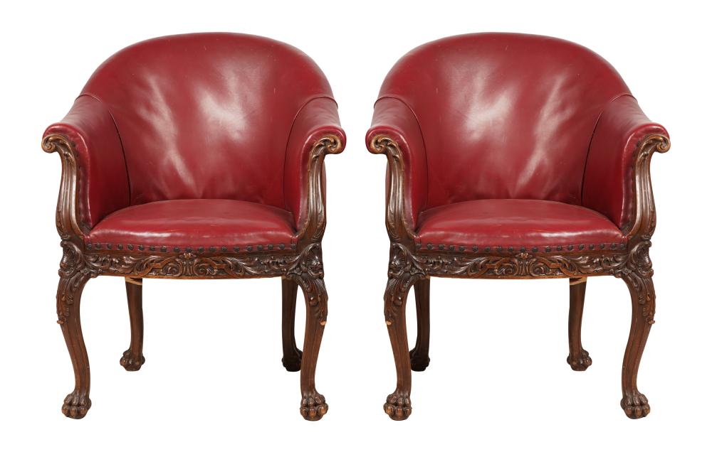 PAIR OF CARVED MAHOGANY TUB CHAIRSlate 33186d