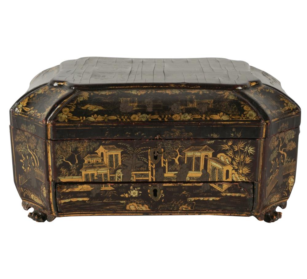 CHINESE EXPORT LACQUER BOXoctagonal 33189e