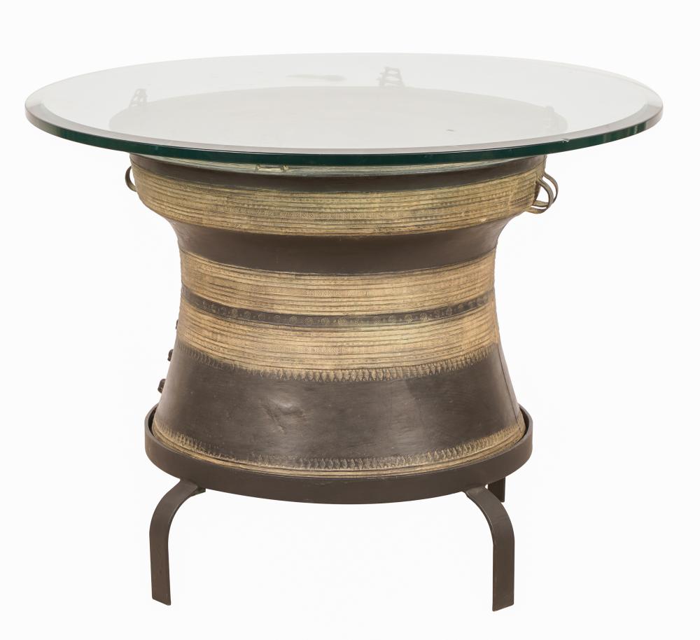BRONZE RAIN DRUM TABLEwith later added 3318a6
