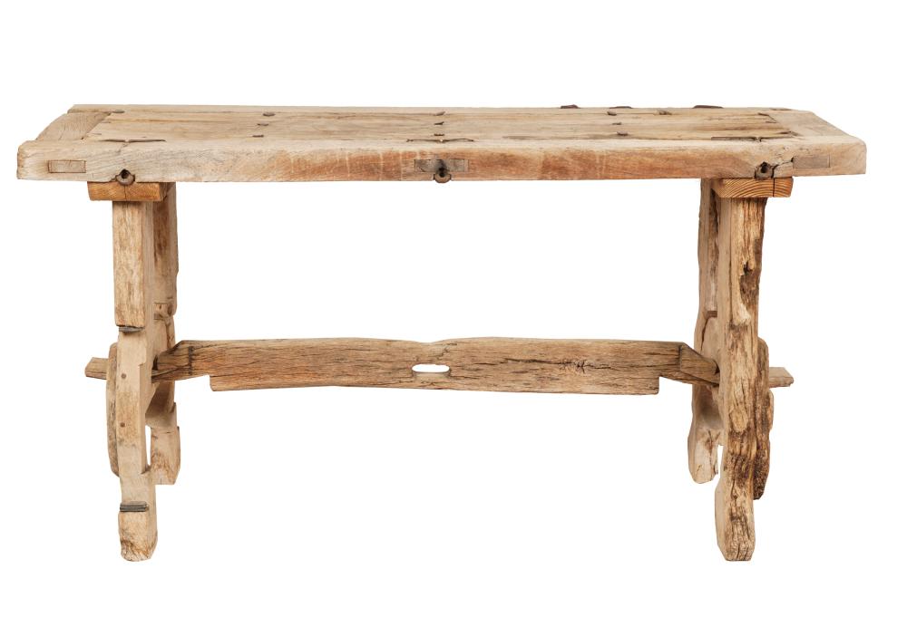 SALVAGED WOOD SIDE TABLEwith iron