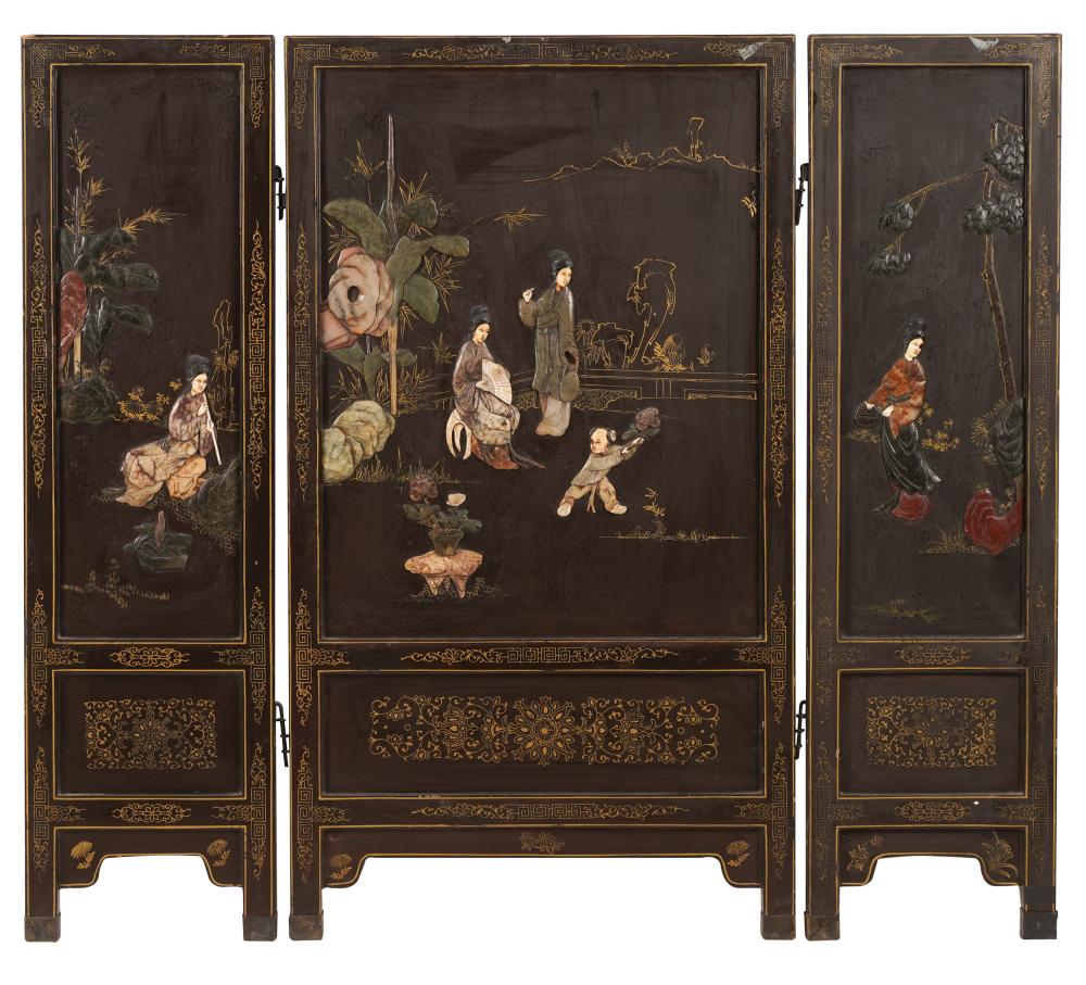 CHINESE INLAID & LACQUERED PANELdepicting