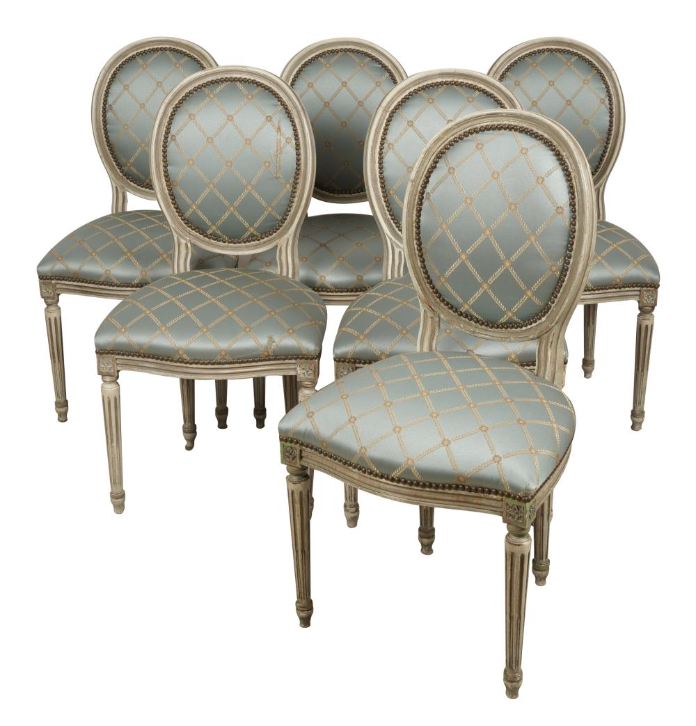 SET OF SIX LOUIS XVI STYLE GREY PAINTED 331936