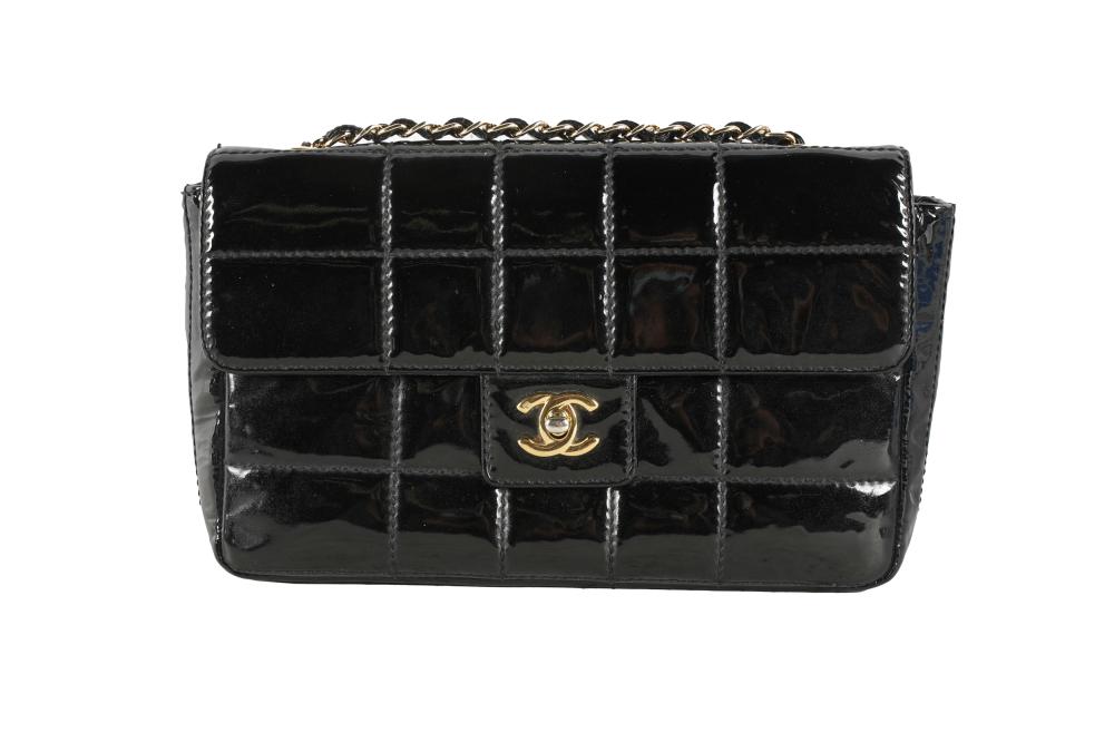 CHANEL CHOCOLATE BAR BLACK PATENT