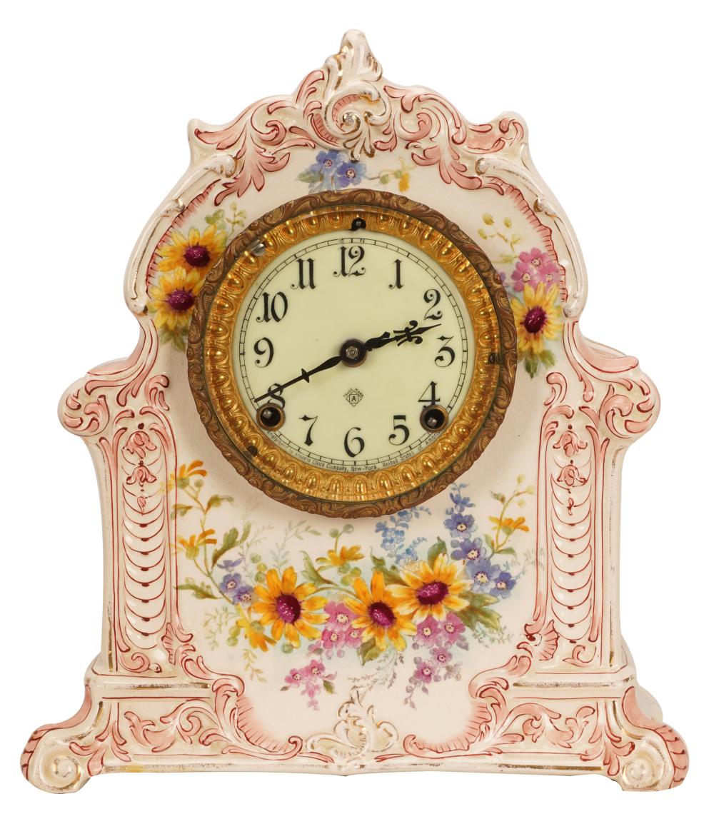 ROYAL BONN PORCELAIN MANTEL CLOCKred 331a53