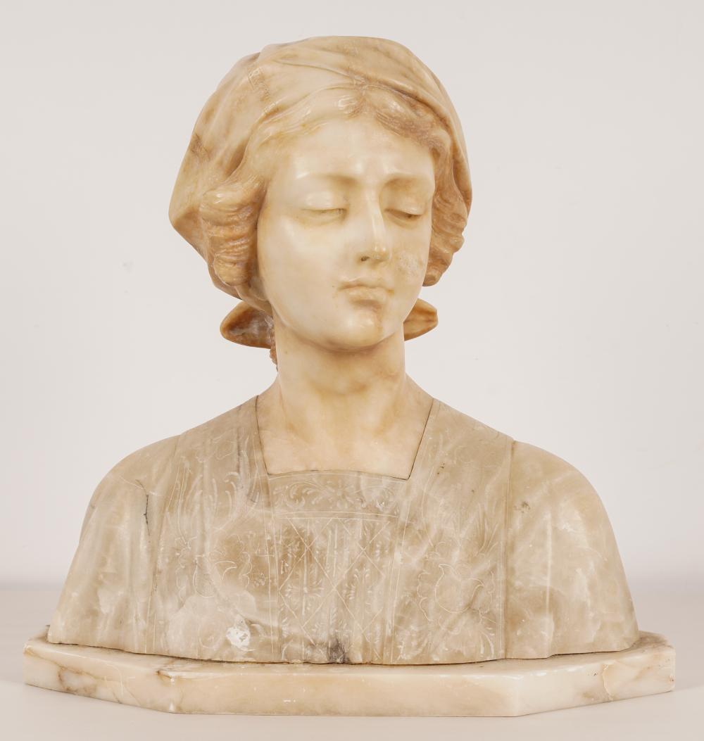 CARVED STONE BUST OF A WOMANunsigned;