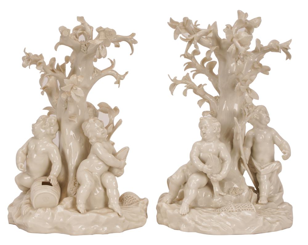 PAIR OF CONTINENTAL PORCELAIN FIGURAL
