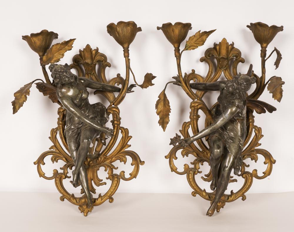 PAIR OF ROCOCO-STYLE FIGURAL WALL