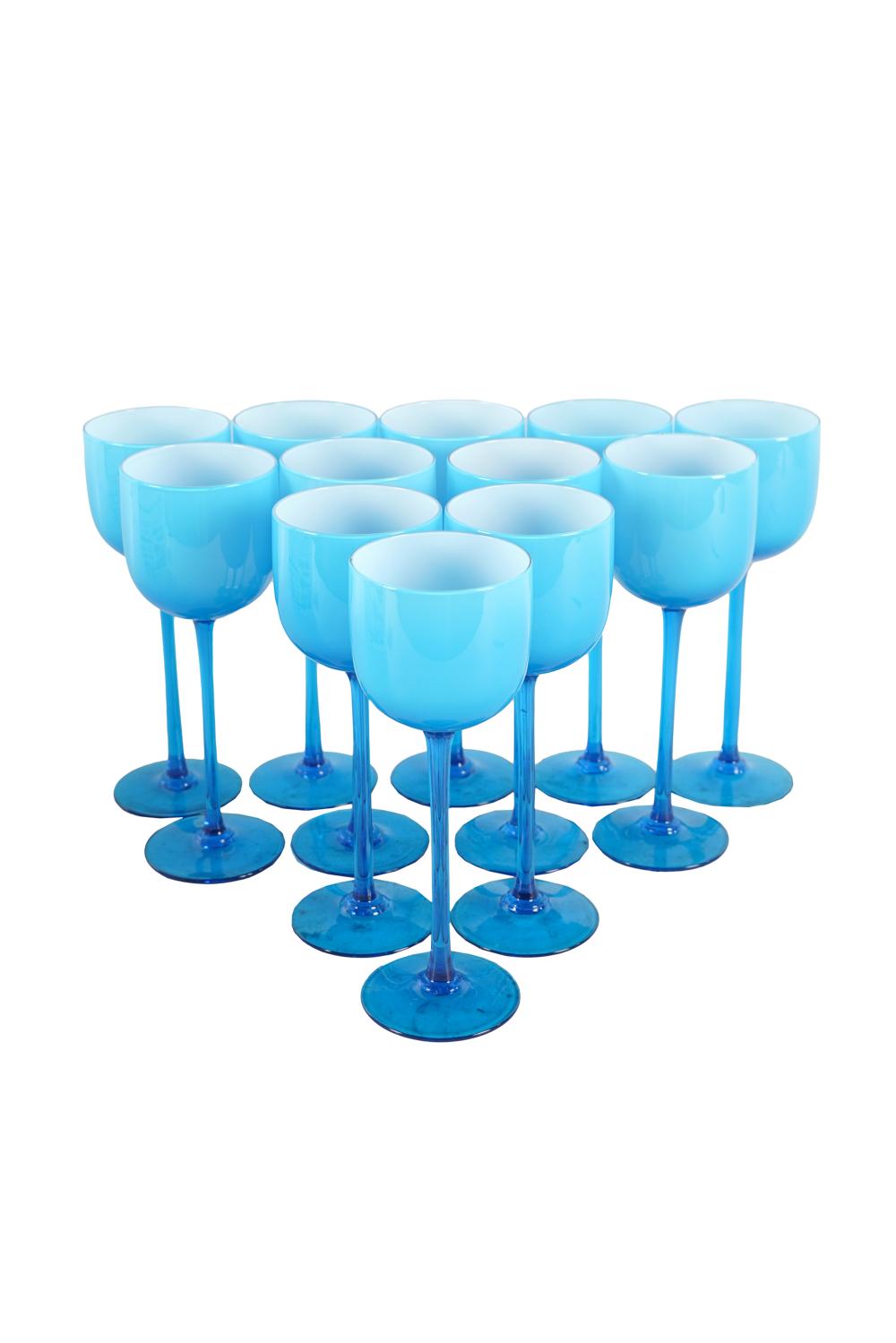 TWELVE MURANO-STYLE BLUE GLASS