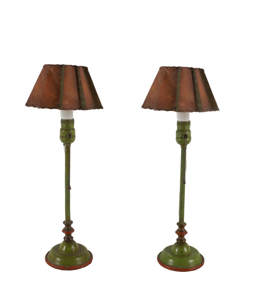 PAIR OF PAINTED METAL BOUDOIR LAMPSeach 331a87