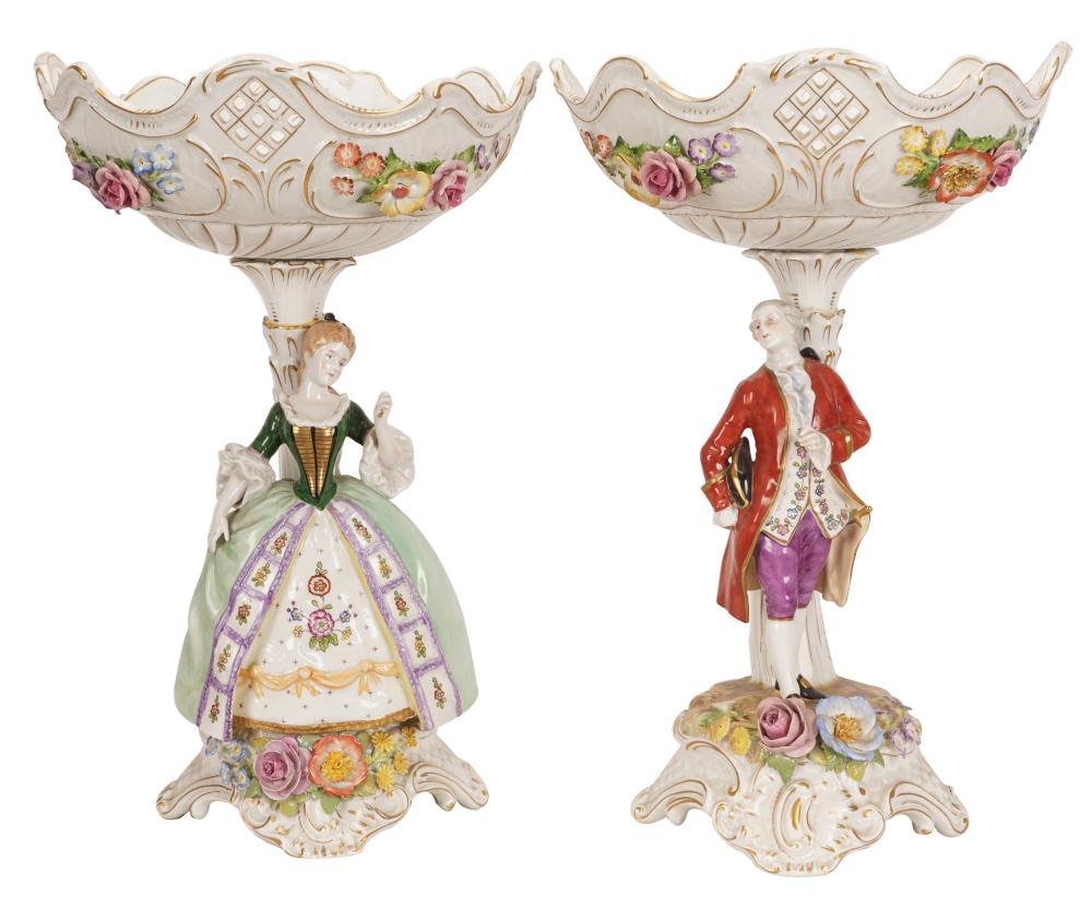 PAIR OF PORCELAIN FIGURAL COMPOTESeach 331ac9