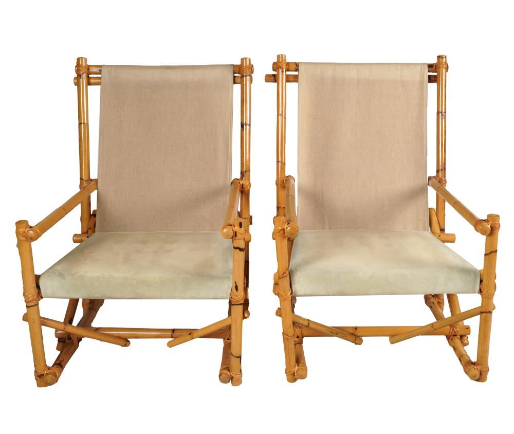 PAIR OF BAMBOO LOUNGE CHAIRSmanufacturer 331ad9