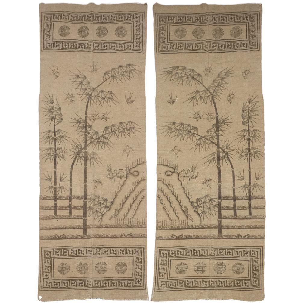 PAIR OF MONGOLIAN PAINTED TEXTILESwith 331b03