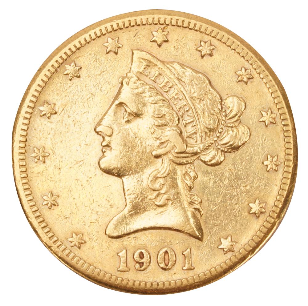 1901 10 LIBERTY HEAD EAGLE GOLD 331b0c