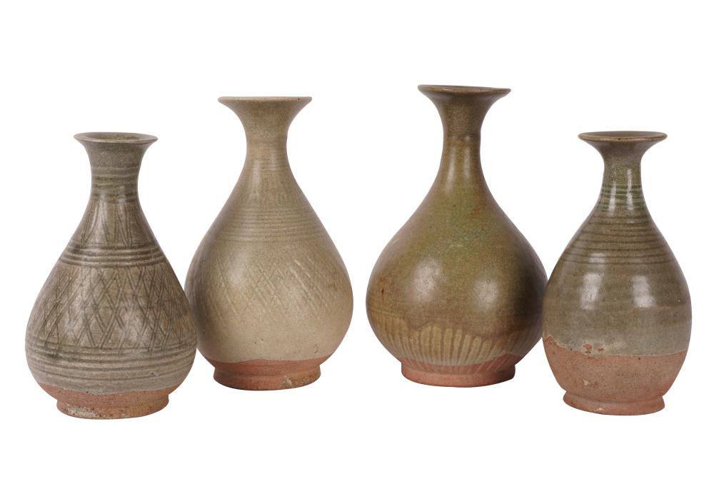 FOUR CHINESE GLAZED POTTERY VASESeach