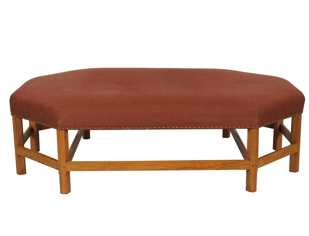 MICHAEL SMITH UPHOLSTERED OAK BENCHcovered 331b2b