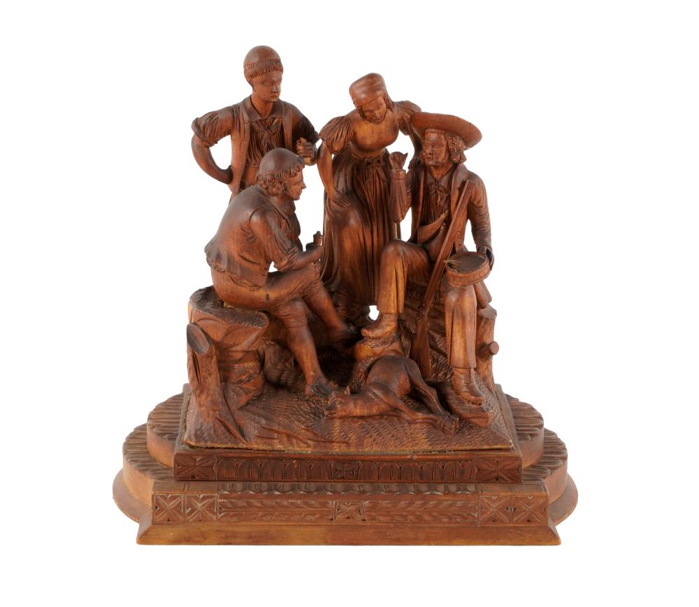SWISS CARVED WOOD FIGURAL GROUPunsigned;