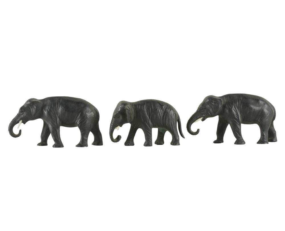 THREE BRONZE ELEPHANT FIGURESeach 331b4a