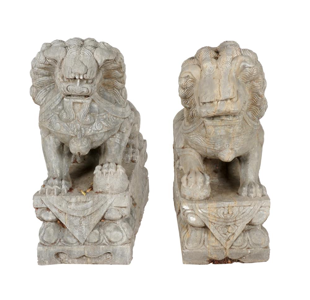 PAIR OF CAST CONCRETE CHINESE STYLE 331b9d