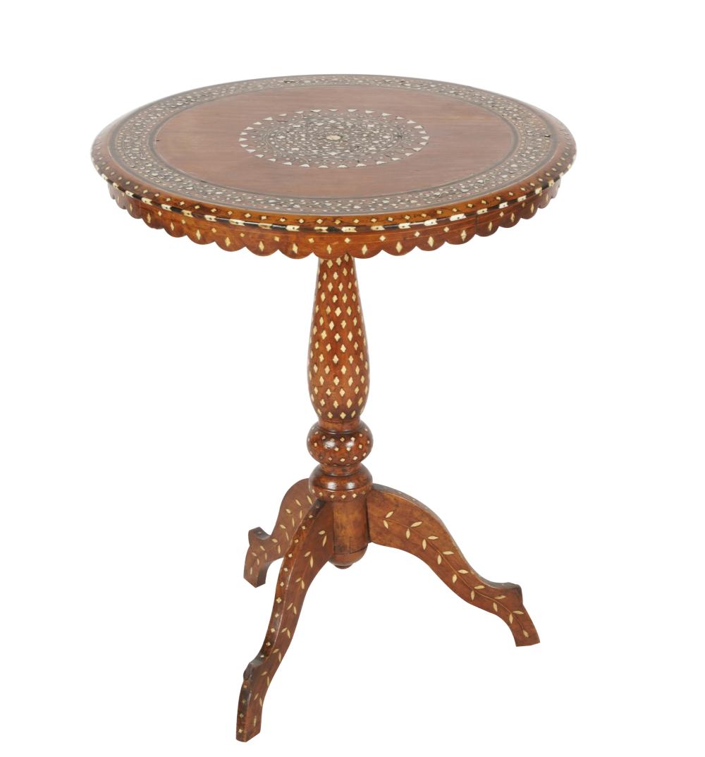 SYRIAN BONE-INLAID TRIPOD TABLEProvenance: