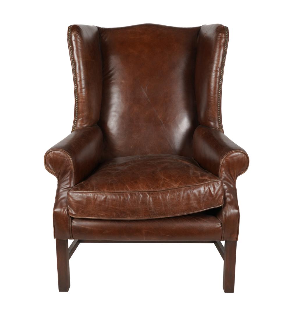 GEORGIAN STYLE LEATHER WING CHAIRpaper 331bc6