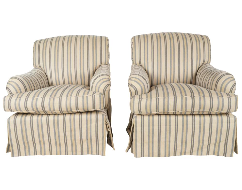 PAIR OF MICHAEL SMITH CLUB CHAIRSstriped