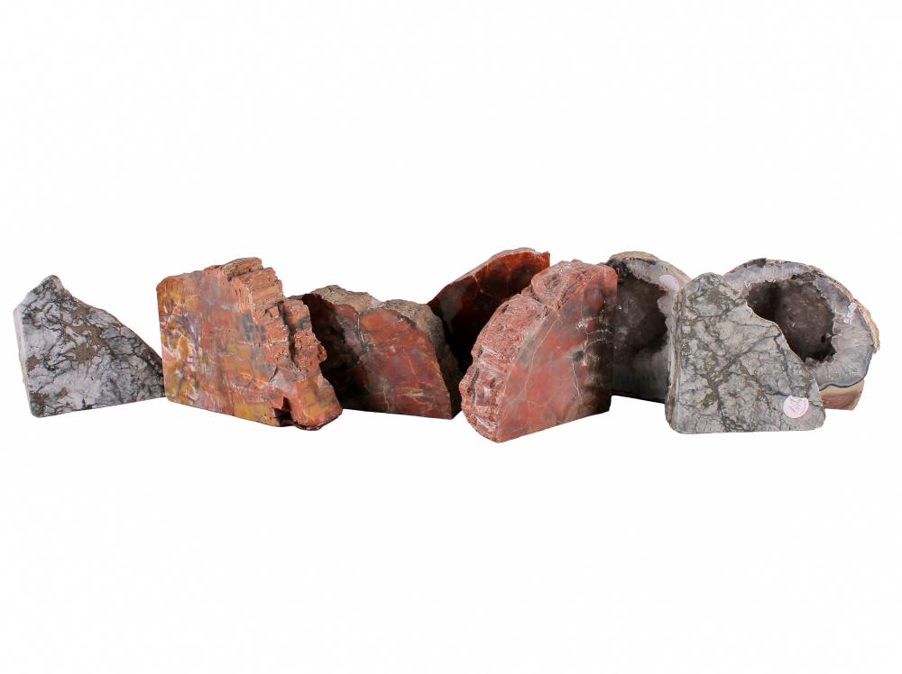 COLLECTION OF SPECIMEN STONE BOOKENDScomprising