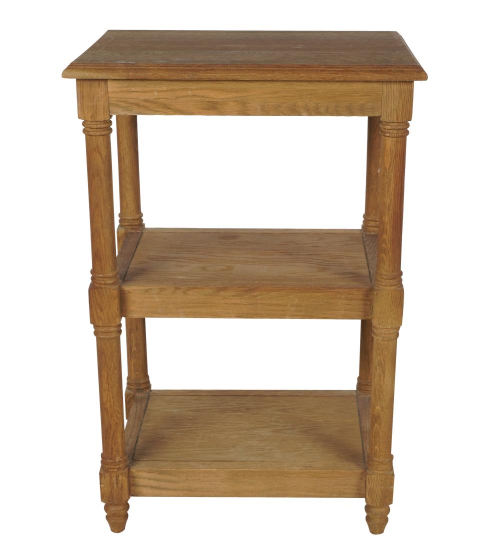 OAK TIERED TABLEcontemporary; unsigned;