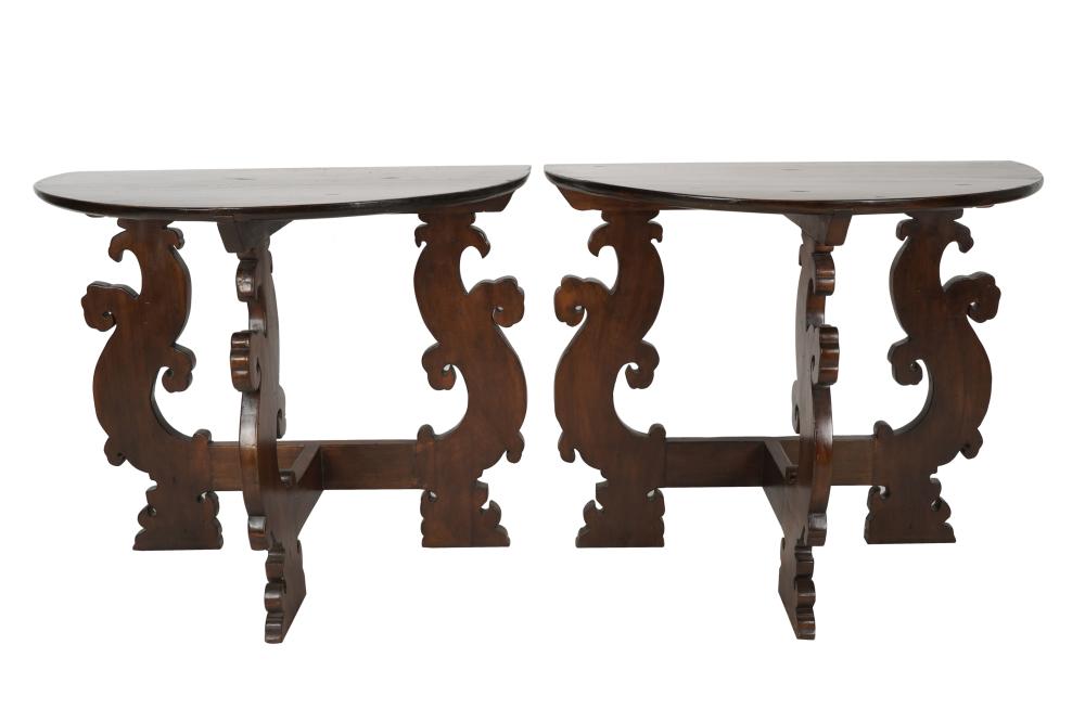 PAIR OF SPANISH BAROQUE-STYLE DEMILUNE