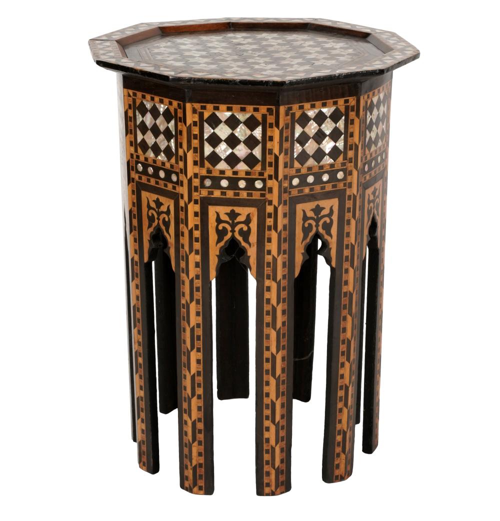 LEVANTINE INLAID WOOD TABOREToctagonal;