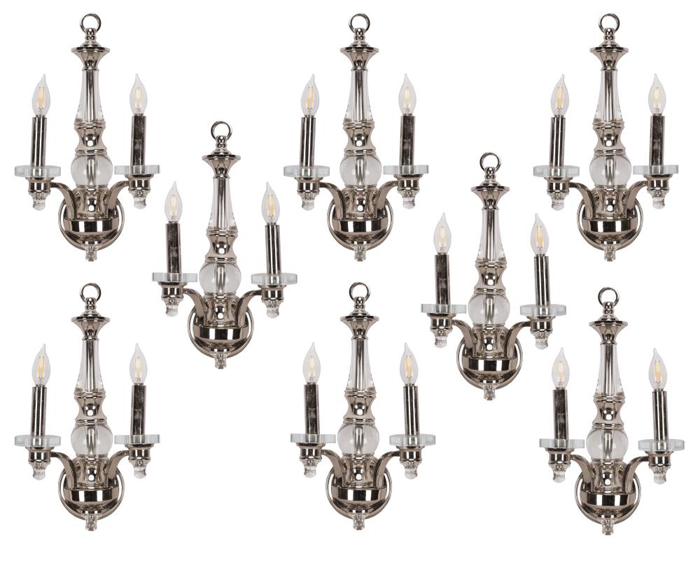 SET OF EIGHT TWIN LIGHT WALL SCONCESchrome 331c37