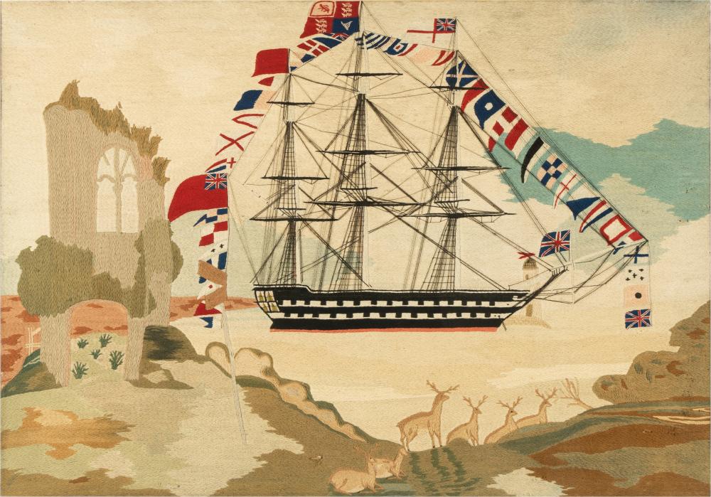 LARGE ENGLISH SAILOR'S WOOLWORK