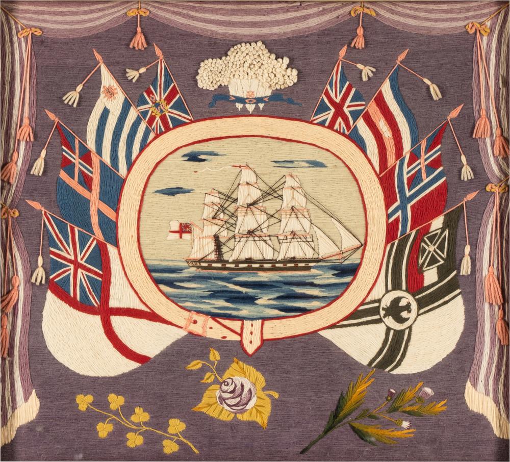 A FINE ENGLISH WOOLWORK PICTUREdepicting