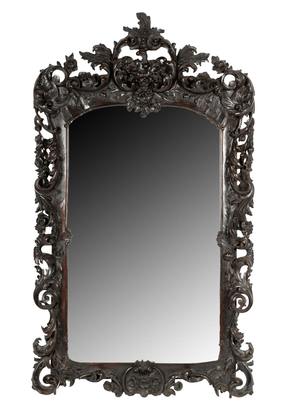 BAROQUE-STYLE CARVED WOOD WALL MIRRORwith