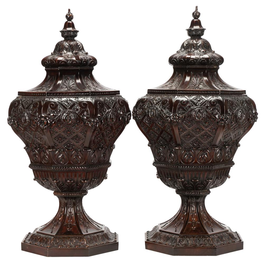 PAIR OF ENGLISH CARVED MAHOGANY