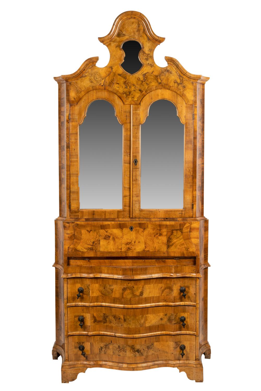 ITALIAN BURL SECRETARY BOOKCASE19th 331dd5