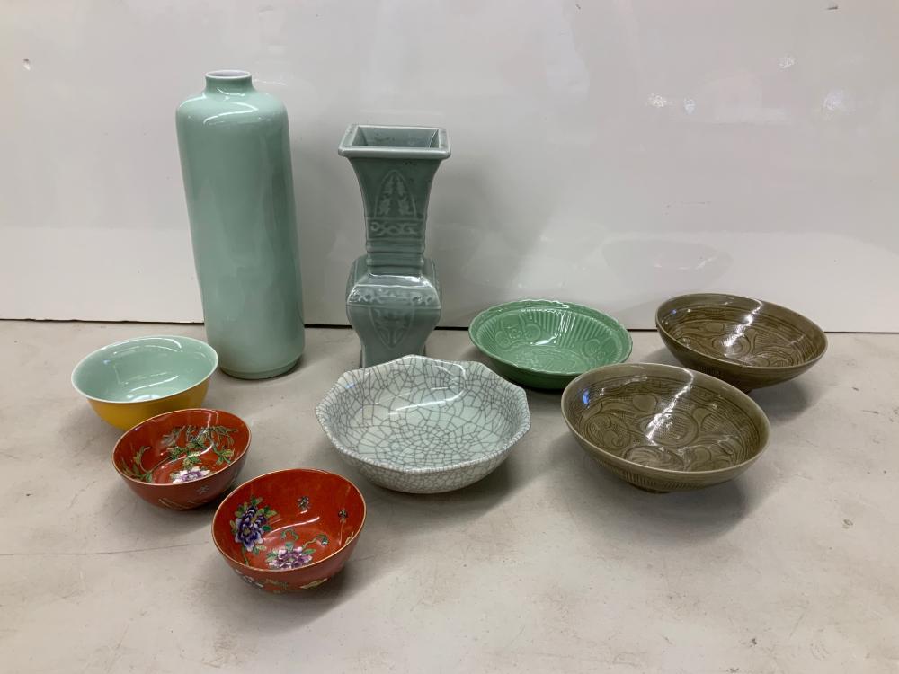 GROUP OF SEVEN ASIAN CELADON AND